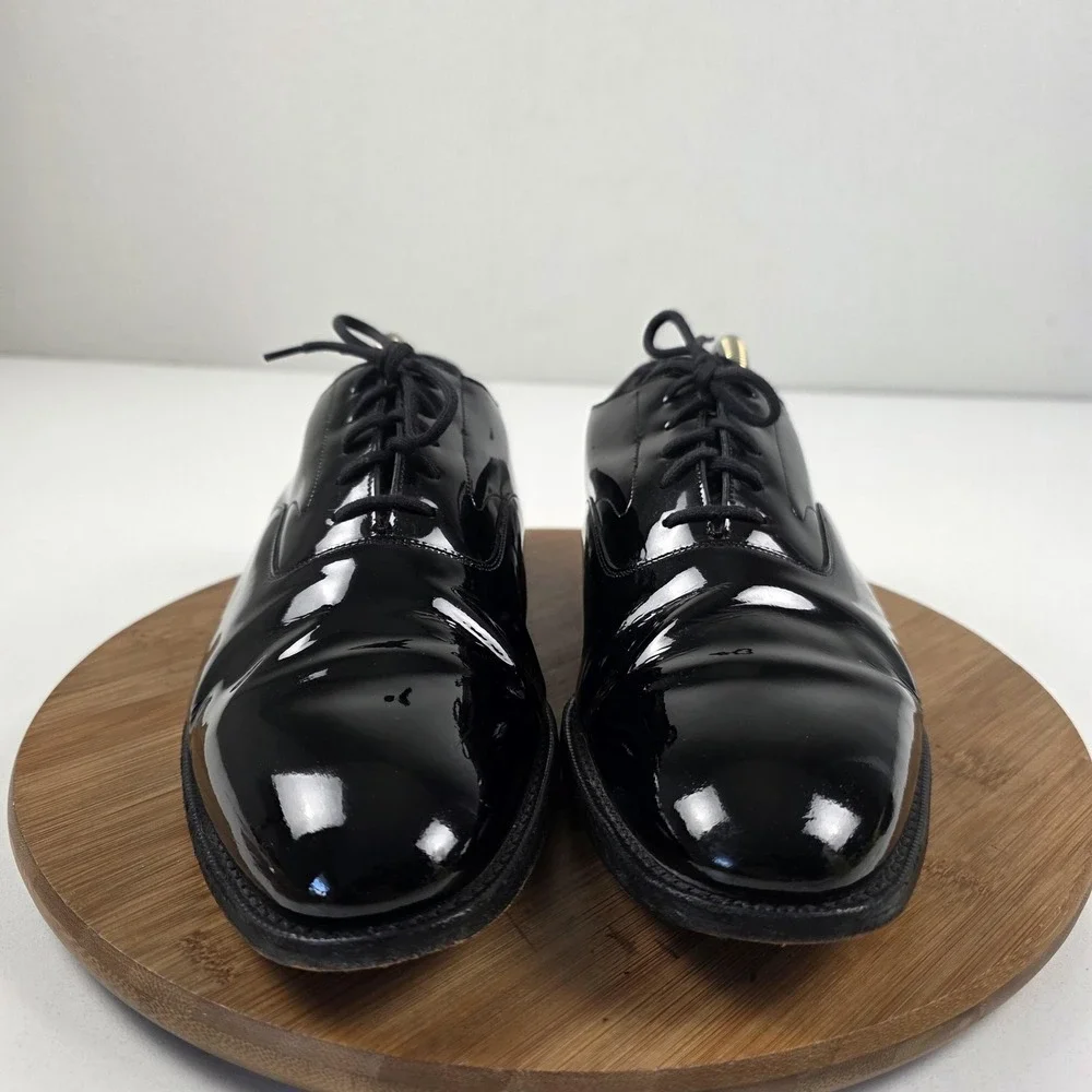 Brooks Brothers Peal & Co Shoes Mens Size 11.5 D Black Patent Oxford Dress